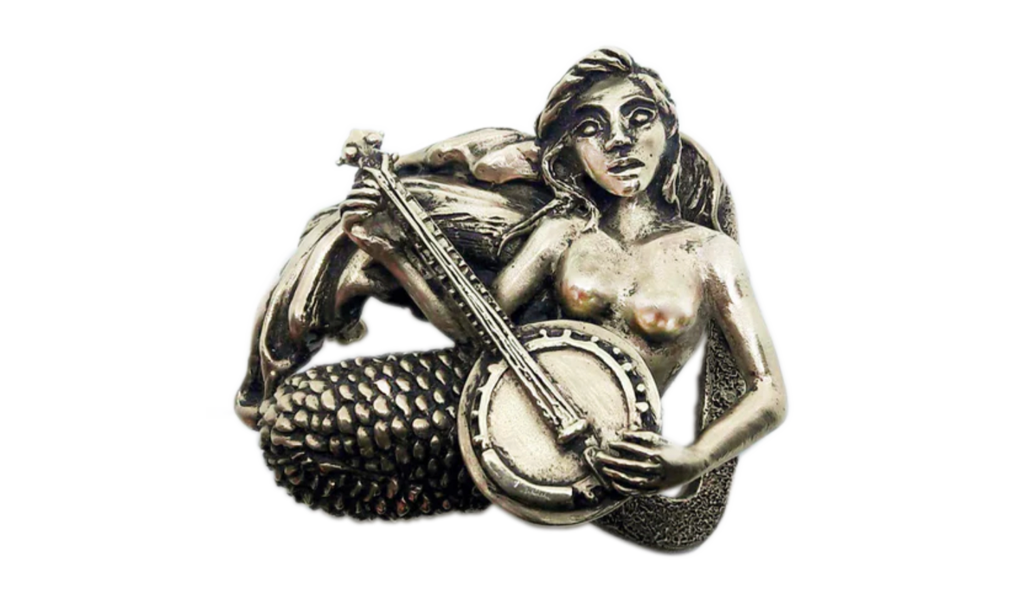Mermaid Playing a Banjo Buckle